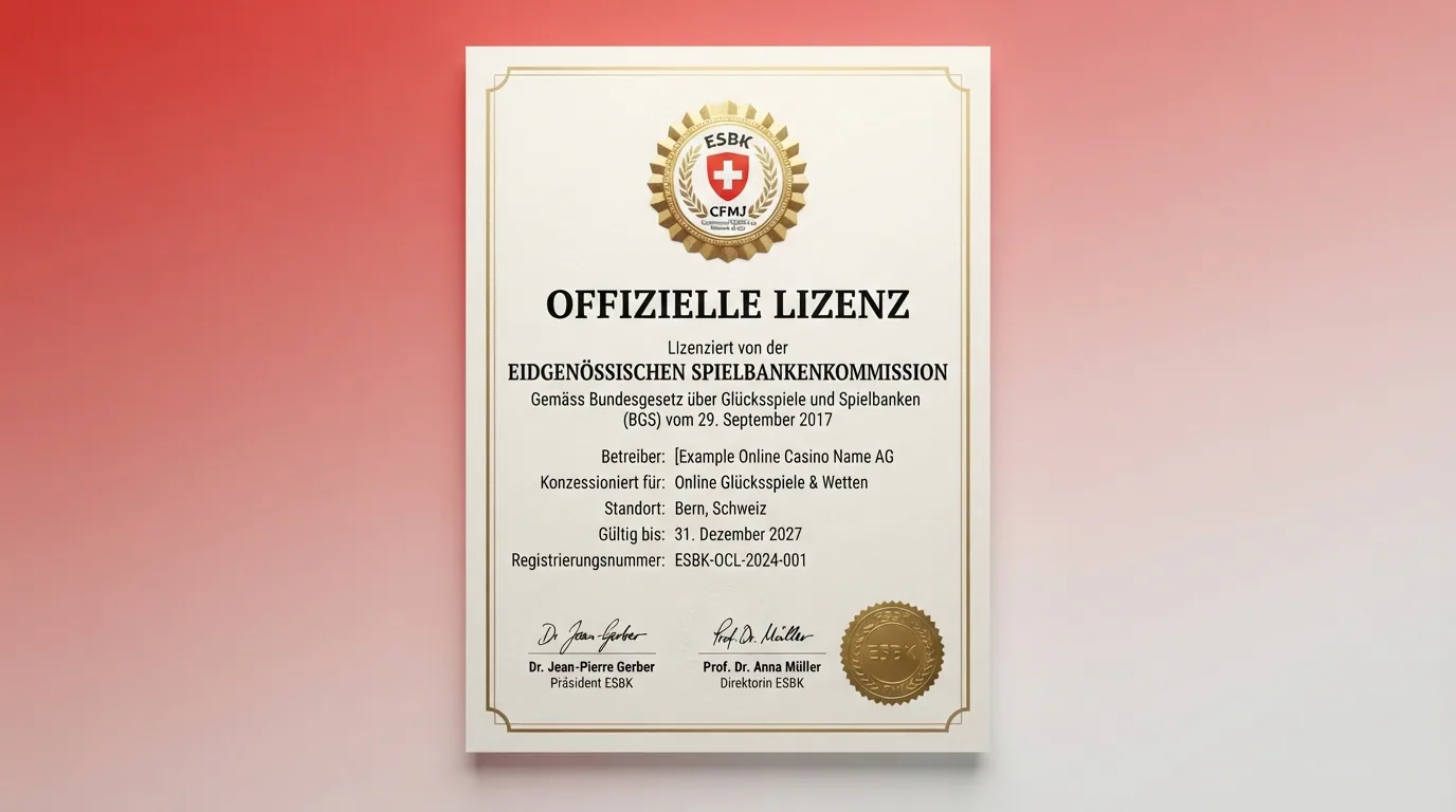 Offizielles ESBK-Dokument mit Konzessionsvermerk und eidgenössischem Siegel