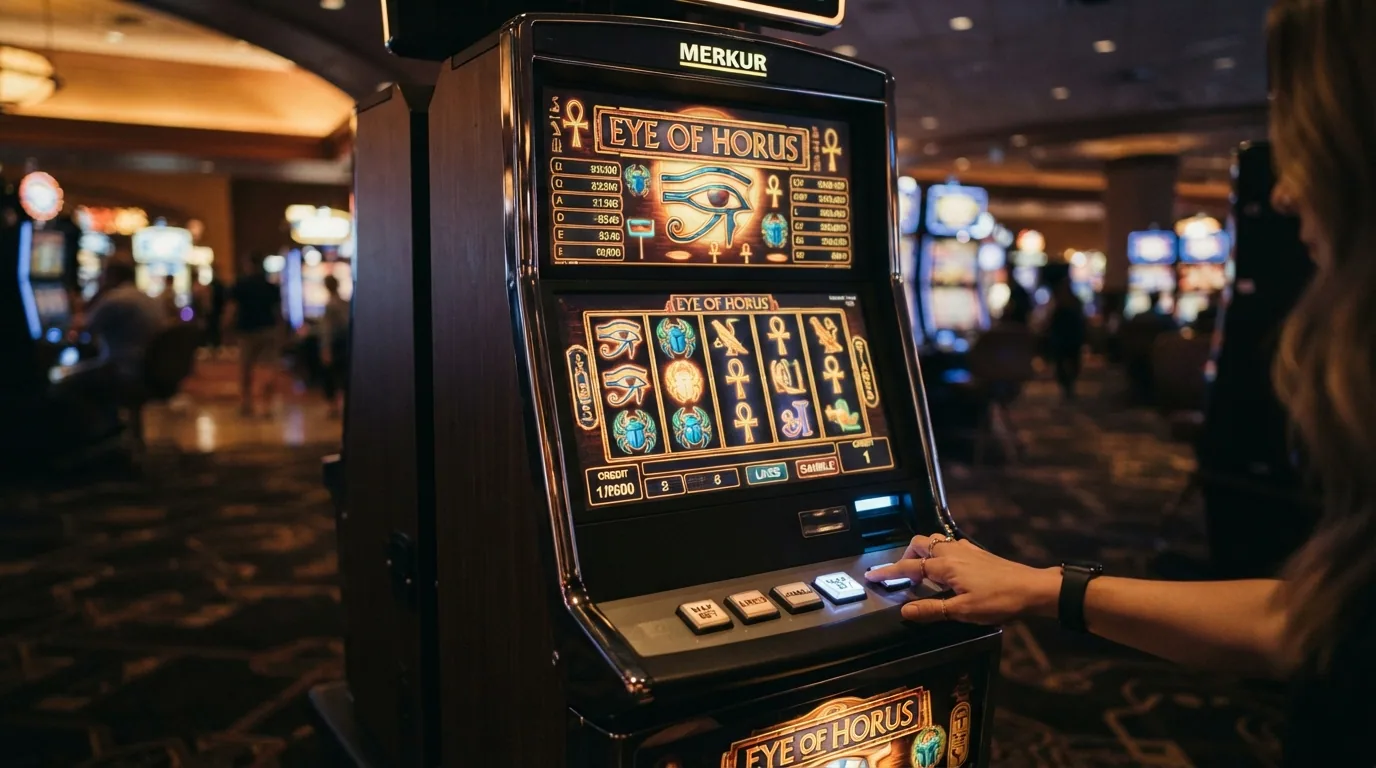 Der Spielautomat Eye of Horus mit aegyptischen Symbolen und Freispiel-Feature