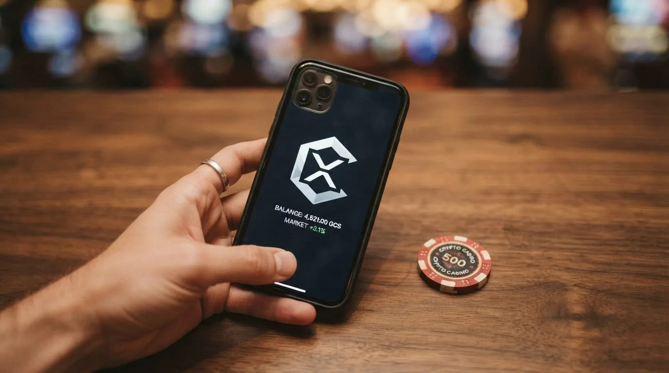 Eine Wallet-Adresse und Bitcoin-Symbol neben einem Crash-Game-Bildschirm