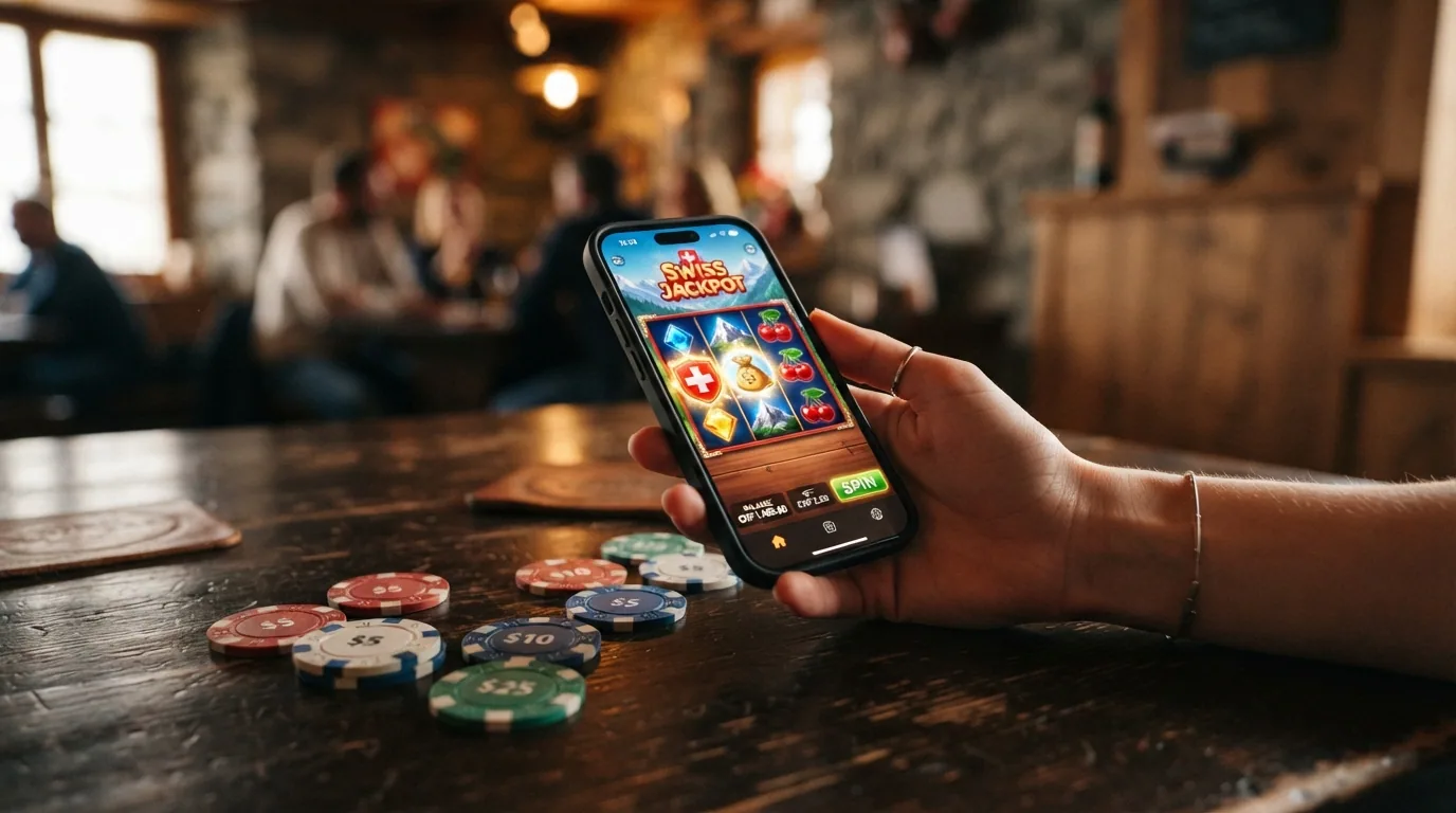 Smartphone mit geöffneter Casino-Oberfläche und Spiel