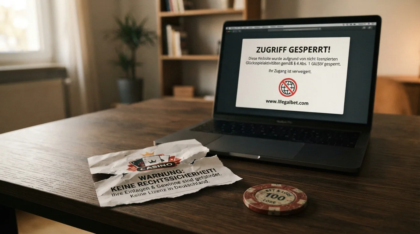 Screenshot einer DNS-Sperren-Meldung beim Versuch, ein nicht lizenziertes Casino aus der Schweiz aufzurufen