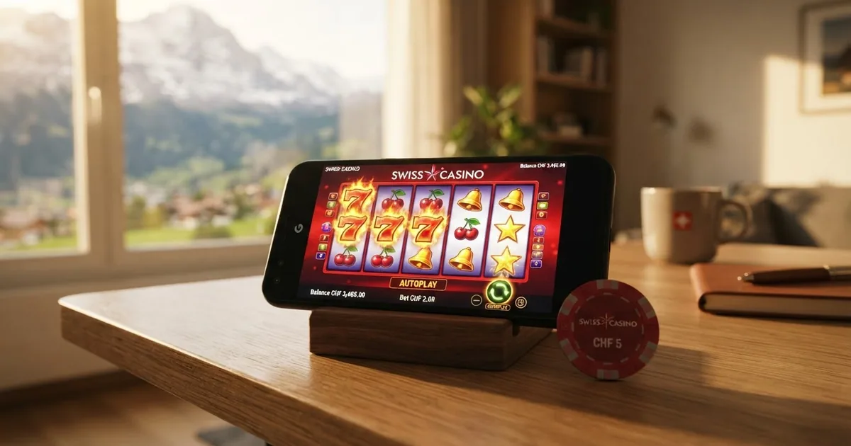 Eine geöffnete Slot-Maschine auf einem Bildschirm, die Autoplay-Einstellungen zeigt — Anzahl Drehungen, Einsatz, Limit-Felder