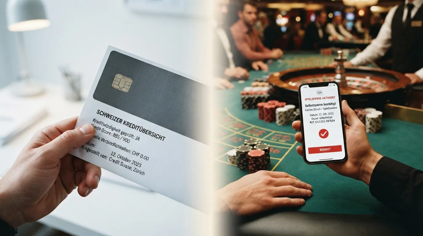 Infografik, die das ZEK-Kreditregister dem Spielsperren-Register der ESBK gegenüberstellt